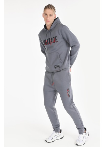 Regular Fit Orta Bel Düz Erkek Gri Eşofman Altı