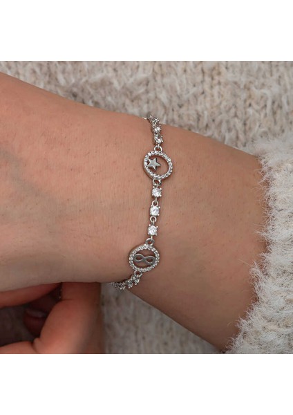 Gümüş Halka İçinde Şans Kadın Bileklik fırsatları