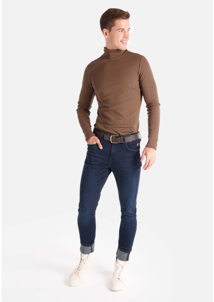 041 Danny Slim Fit Düşük Bel Dar Paça Erkek Koyu Mavi Jean Pantolon