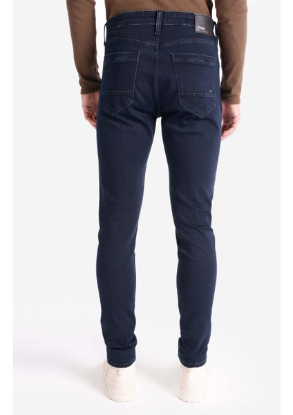 041 Danny Slim Fit Düşük Bel Dar Paça Erkek Koyu Mavi Jean Pantolon