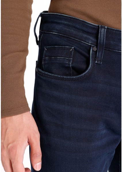 041 Danny Slim Fit Düşük Bel Dar Paça Erkek Koyu Mavi Jean Pantolon
