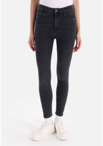 759 Lara Skinny Fit Orta Bel Dar Paça Kadın Siyah Jean Pantolon