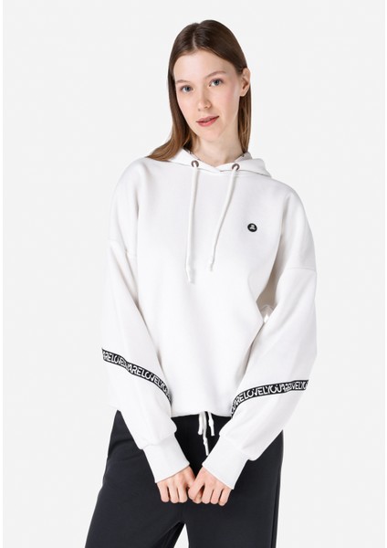 Regular Fit Baskılı Beyaz Kadın Sweatshirt