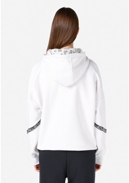 Regular Fit Baskılı Beyaz Kadın Sweatshirt