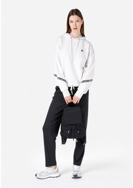 Regular Fit Baskılı Beyaz Kadın Sweatshirt