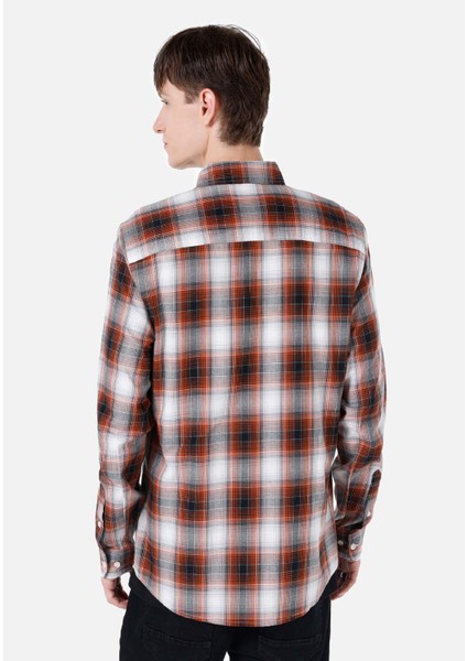 Slim Fit Turuncu Erkek Uzun Kol Gömlek