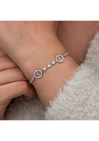 Gümüş Halka İçinde Sonsuzluk Kadın Bileklik modelleri