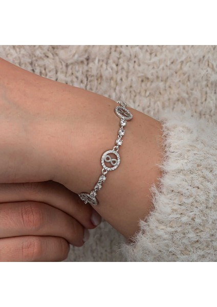 Gümüş Halka İçinde Sonsuzluk Kadın Bileklik fırsatları