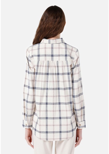 Regular Fit Shirt Neck Kadın Bej Uzun Kol Gömlek Cl1067149