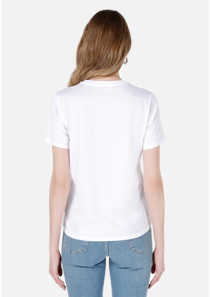 Regular Fit Yuvarlak Yaka Kadın Beyaz Kısa Kol Tişört Cl1066640 fiyatları