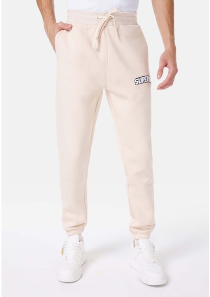 Regular Fit Orta Bel Erkek Bej Eşofman Altı