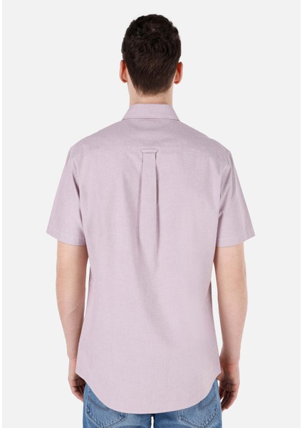 Regular Fit Shirt Neck Düz Erkek Pembe Kısa Kol Gömlek Cl1066928 fiyatları