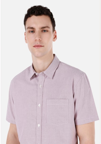 Regular Fit Shirt Neck Düz Erkek Pembe Kısa Kol Gömlek Cl1066928 fırsatları
