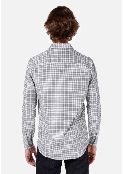 Slim Fit Shirt Neck Ekoseli Erkek Gri Uzun Kol Gömlek Cl1067421 fiyatları
