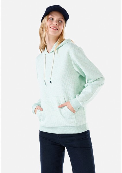 Regular Fit Basic Yeşil Kadın Sweatshirt