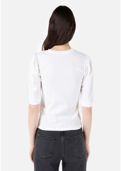 Regular Fit Yuvarlak Yaka Kadın Beyaz Kısa Kol Tişört CL1067523 fiyatları