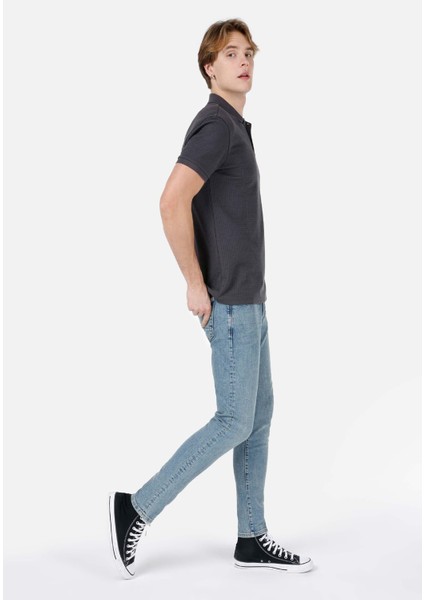 041 Danny Slim Fit Düşük Bel Dar Paça Erkek Mavi Jean Pantolon Cl1068542