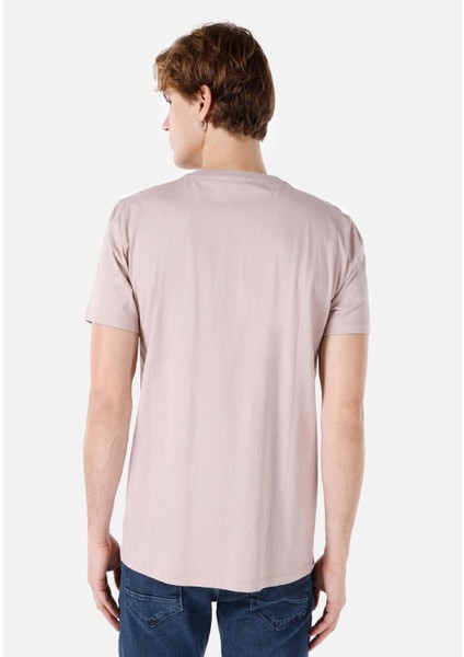 Regular Fit Yuvarlak Yaka Erkek Pembe Kısa Kol Tişört Cl1068540