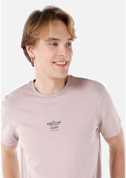 Regular Fit Yuvarlak Yaka Erkek Pembe Kısa Kol Tişört Cl1068540