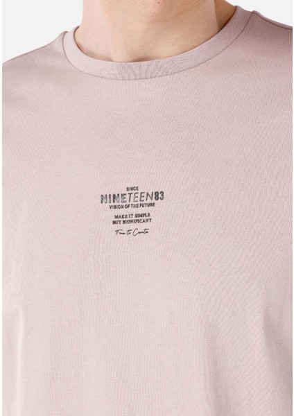 Regular Fit Yuvarlak Yaka Erkek Pembe Kısa Kol Tişört Cl1068540