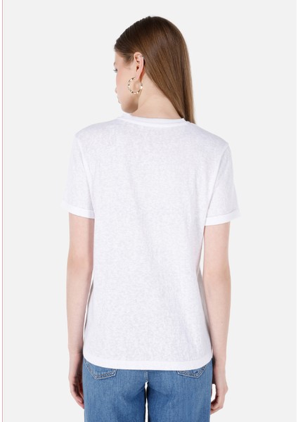 Regular Fit Yuvarlak Yaka Kadın Beyaz Kısa Kol Tişört Cl1068563 fiyatları