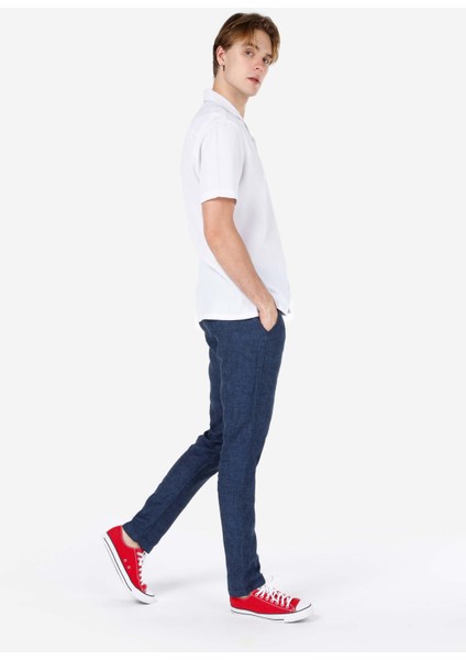 Normal Kesim Orta Bel Düz Paça Lacivert Erkek Pantolon CL1068760