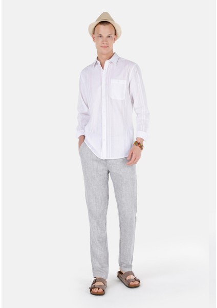 Regular Fit Orta Bel Düz Paça Erkek Gri Pantolon Cl1068760