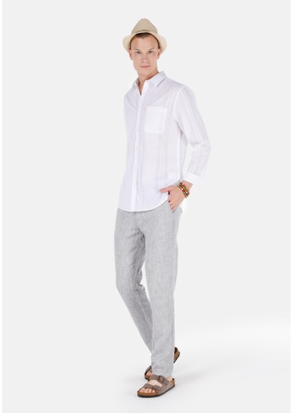Regular Fit Orta Bel Düz Paça Erkek Gri Pantolon Cl1068760