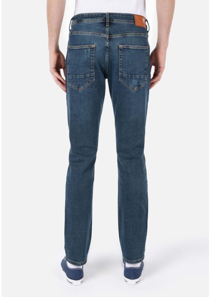 044 Karl Straight Fit Düşük Bel Düz Paça Erkek Mavi Jean Pantolon