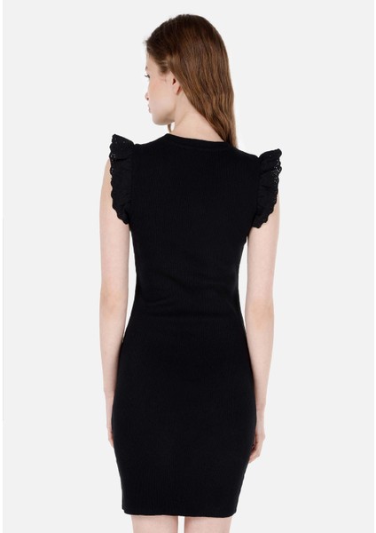 Slim Fit Kadın Siyah Kısa Kol Elbise Cl1069048