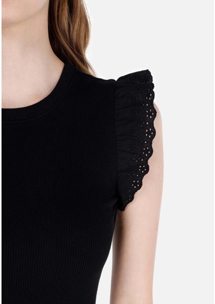 Slim Fit Kadın Siyah Kısa Kol Elbise Cl1069048