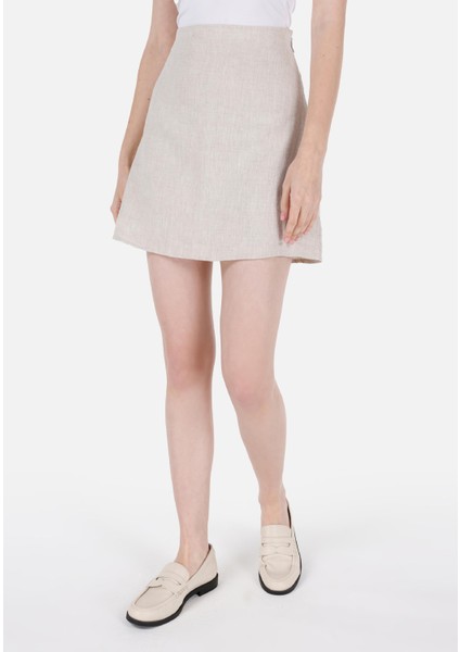 Mini Skirt Düz Fermuarlı Kadın Bej Etek fırsatları