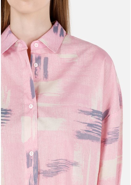Normal Kesim Shirt Yaka Pembe Kadın Uzun Kol Gömlek CL1068909 indirimleri