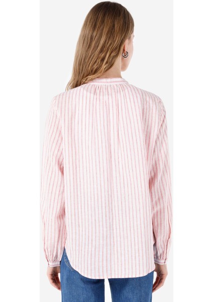 Regular Fit Shirt Neck Kadın Pembe Uzun Kol Gömlek Cl1068908