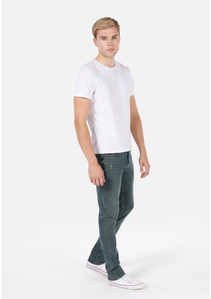 044 Karl Straight Fit Erkek Mavi Jean Pantolon