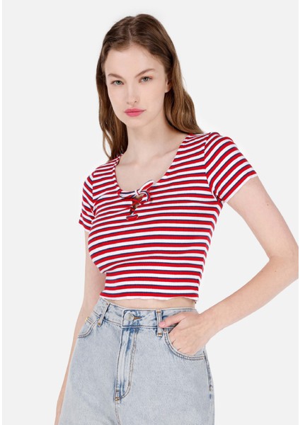 Kırmızı Kadın Tshirt K.kol