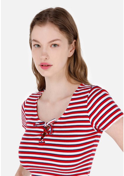 Kırmızı Kadın Tshirt K.kol