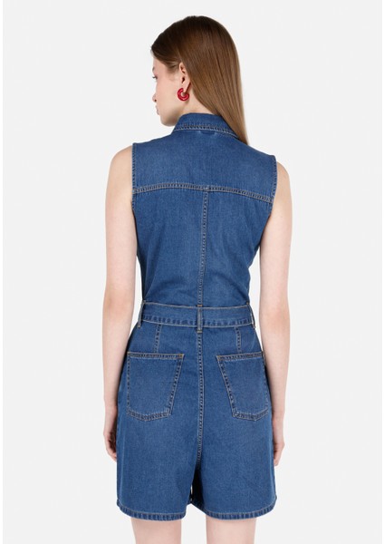 Slim Fit Kadın Mavi Jean Şort Cl1069636