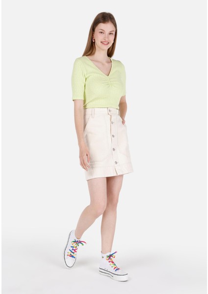 Slim Fit Kadın Mavi Etek
