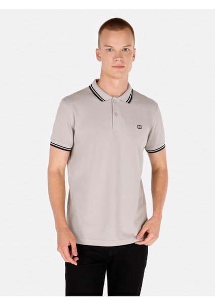 Regular Fit Polo Yaka Düz Erkek Taş Kısa Kol Tişört