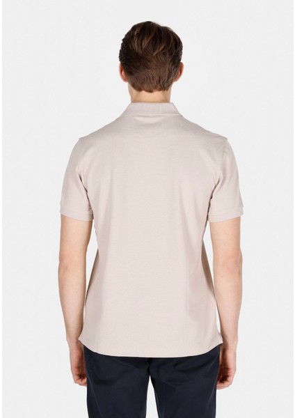 Regular Fit Polo Yaka Düz Erkek Bej Kısa Kol Tişört CL1073960