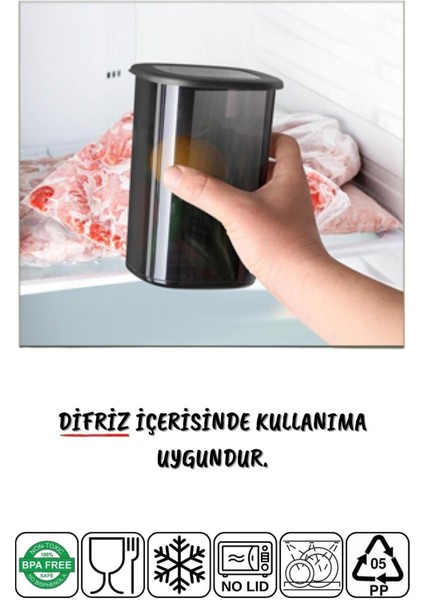 Etiketli 12 Adet 1200 ml Ekonomik Kırılmaz Antrasit Saklama Kabı