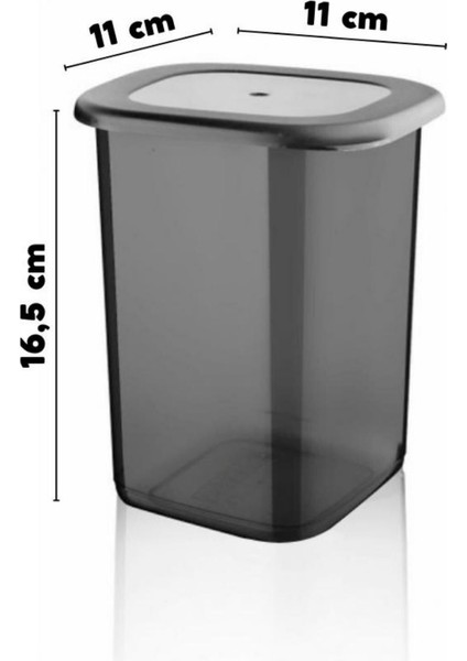 Etiketli 12 Adet 1200 ml Ekonomik Kırılmaz Antrasit Saklama Kabı