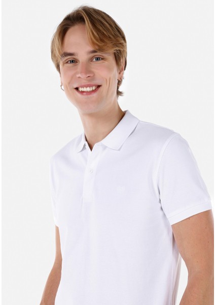 Regular Fit Polo Yaka Erkek Beyaz Polo Kısa Kol fırsatları