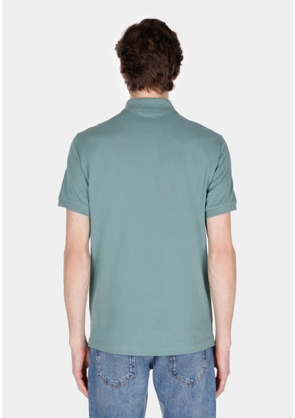 Regular Fit Polo Yaka Düz Erkek Yeşil Kısa Kol Tişört CL1073960