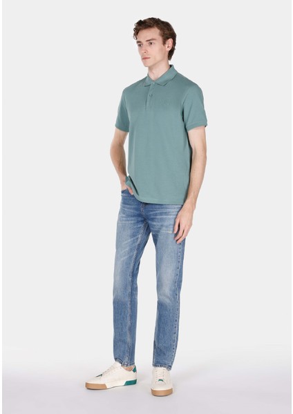 Regular Fit Polo Yaka Düz Erkek Yeşil Kısa Kol Tişört CL1073960