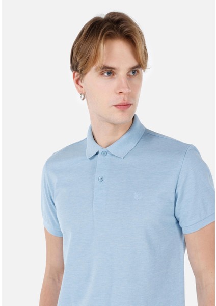 Classic Fit Polo Yaka Düz Erkek Mavi Kısa Kol Tişört fırsatları