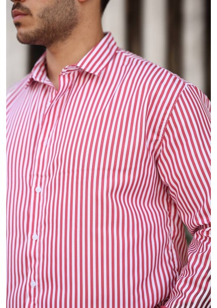 Erkek Çizgili Gömlek Regular Fit Kalıp Kumaş Pamuk Likralı modelleri