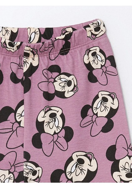 Lcw Baby Lila Bisiklet Yaka Minnie Mouse Baskılı Kız Bebek Pijama Takımı 24-36 Ay