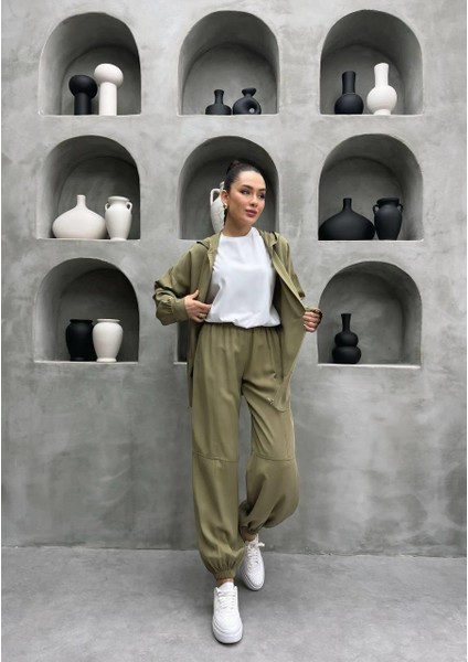 Premium Kalite Tncl Kumaş Kapüşonlu Ikili Takım